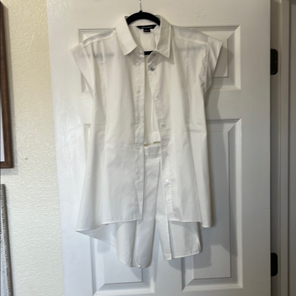 White Sleeveless Button-Up Women's Top